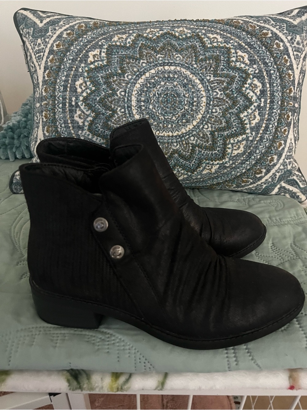 BareTraps Black Women's Ankle Booties with Side Button Detail